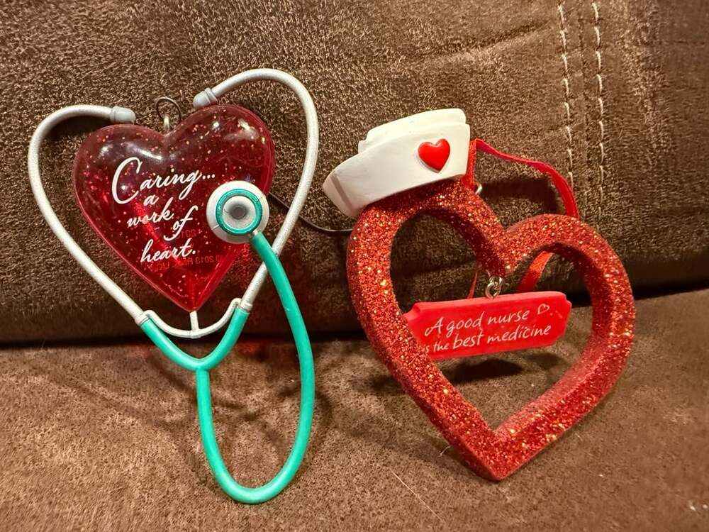 Hallmark 2013 Nurse Christmas Ornament Set Stethoscope Heart